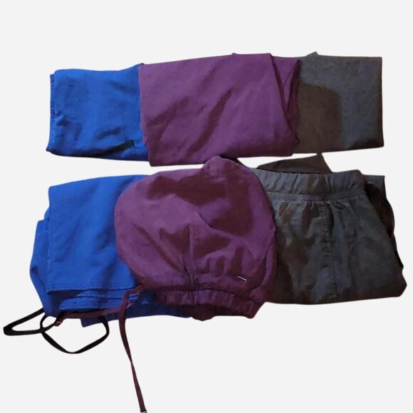 Bundle ScrubStar Plus Size 2XL Scrubs Bundle V-Neck Top & Pants Blue Gray Purple - Picture 1 of 7